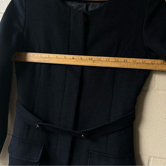 Deep Navy Blue Elegant Cashmere Coat Belted - Picture 13 of 16